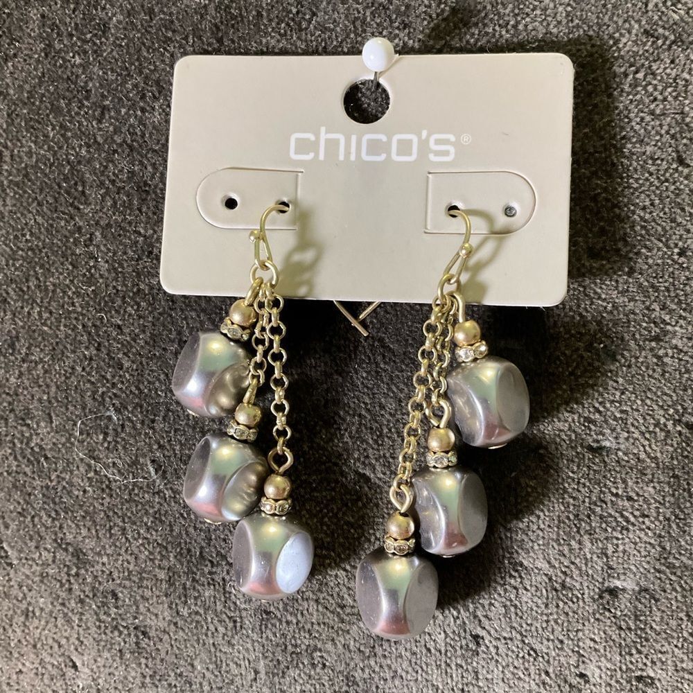 0054-Chico's Gold and‎ Silver Dangle Earrings